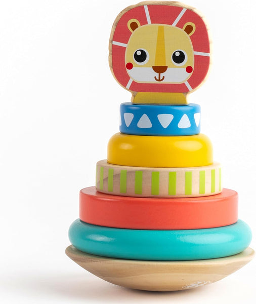 Jasey's Toy Chest Wooden Lion Stacking Rings | 7-Piece Wooden stacking rings