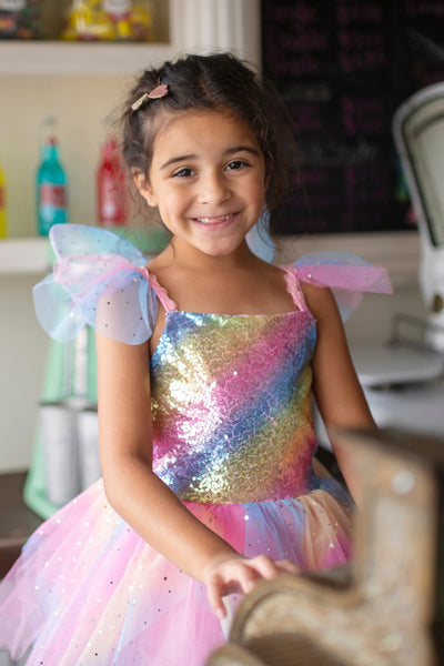Rainbow Fairy Dress & Wings Size 5-6