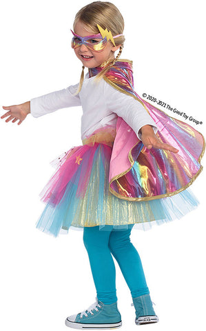 Super Duper Tutu with Cape and Mask Rainbow Pastel Color- size 4-6